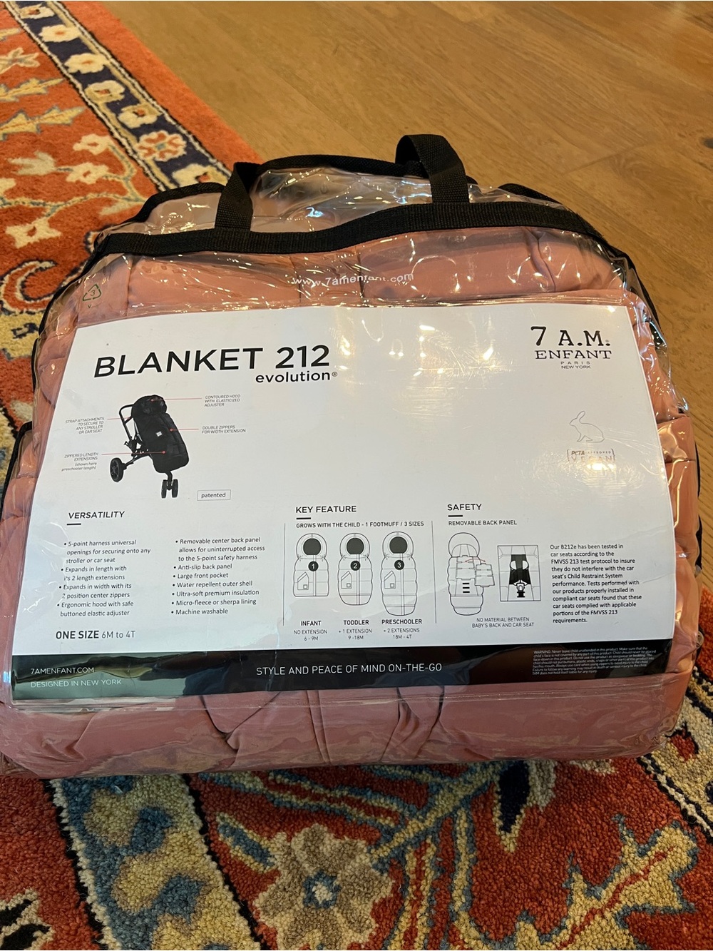 7 A.M. Enfant Blanket 212 Evolution Stroller Footmuff - Dusty Rose
